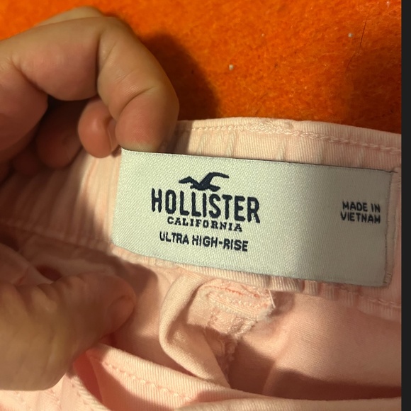 Hollister baby pink belted high rise balloon barrel jeans NWT - Picture 5 of 13